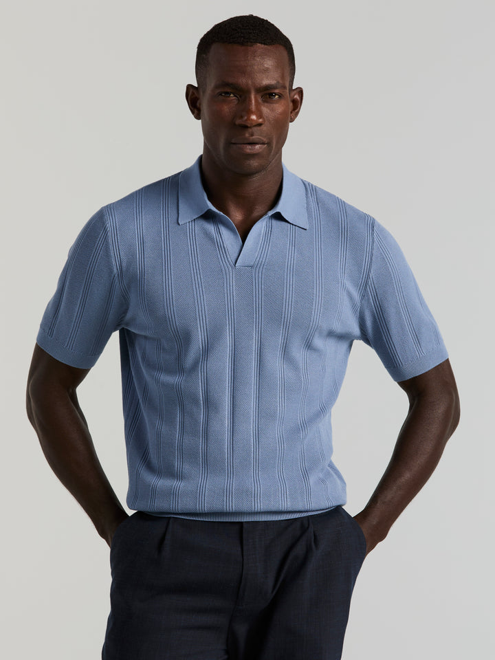 Short Sleeve Mesh Stripe Polo Sweater (Infinity) 