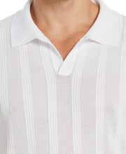 Mesh Stripe Polo Sweater (Bright White) 