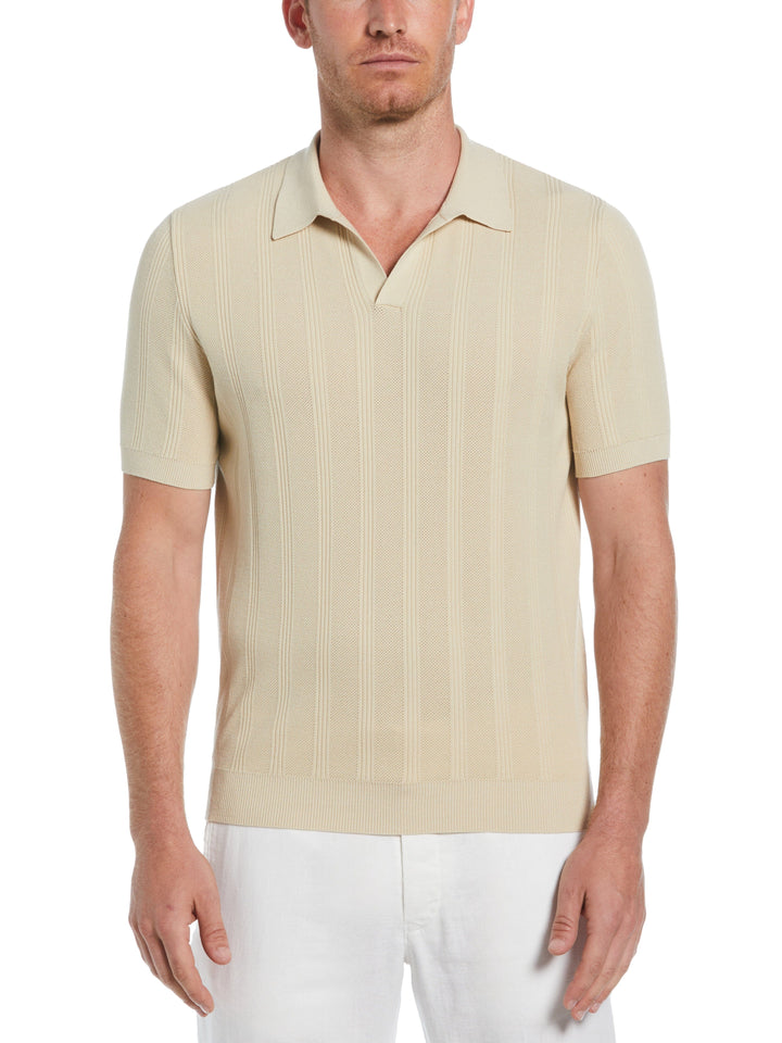 Short Sleeve Mesh Stripe Polo Sweater (Castle Wall) 