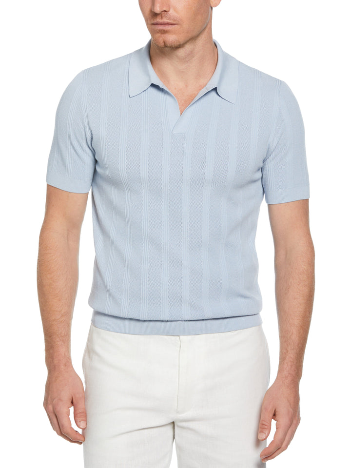 Short Sleeve Mesh Stripe Polo Sweater (Kentucky Blue) 