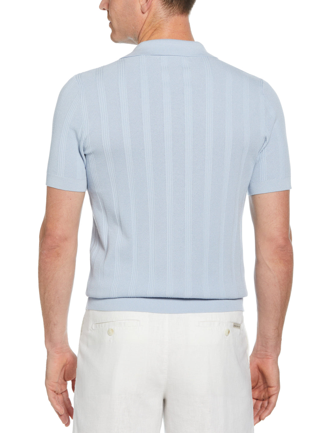 Short Sleeve Mesh Stripe Polo Sweater (Kentucky Blue) 