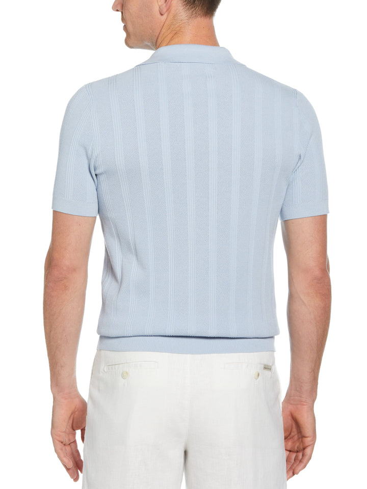 Short Sleeve Mesh Stripe Polo Sweater (Kentucky Blue) 