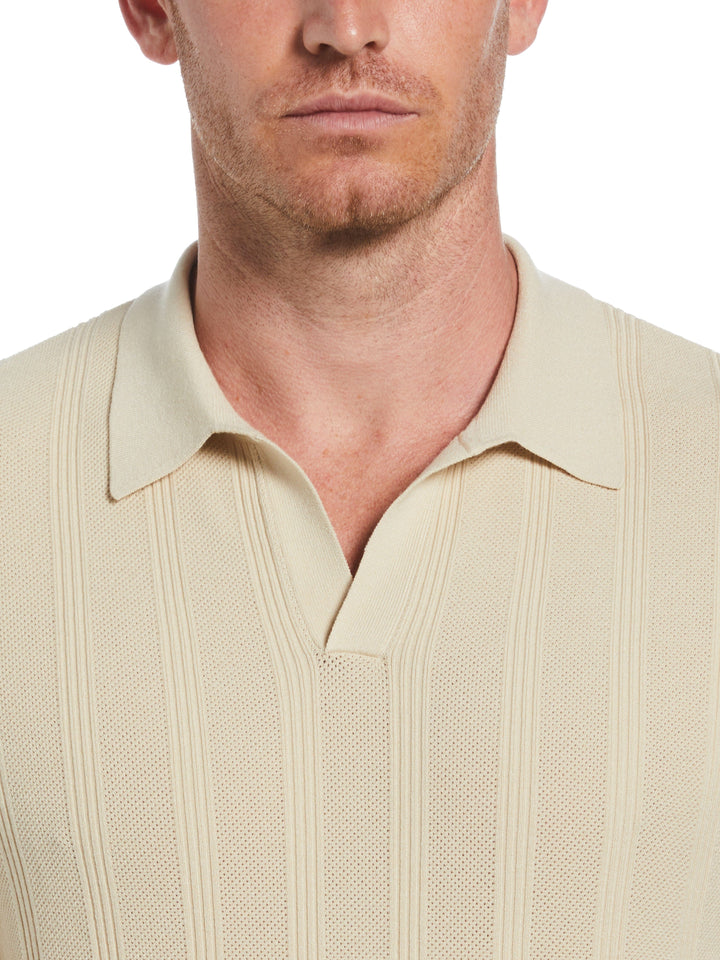 Short Sleeve Mesh Stripe Polo Sweater (Castle Wall) 
