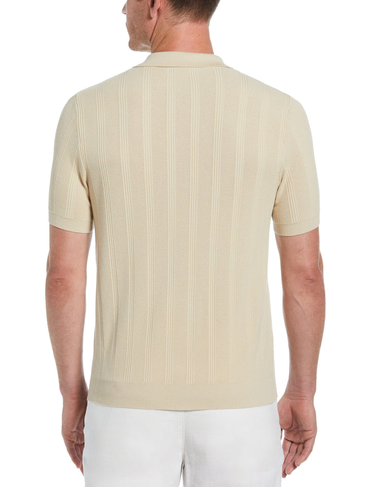 Short Sleeve Mesh Stripe Polo Sweater (Castle Wall) 