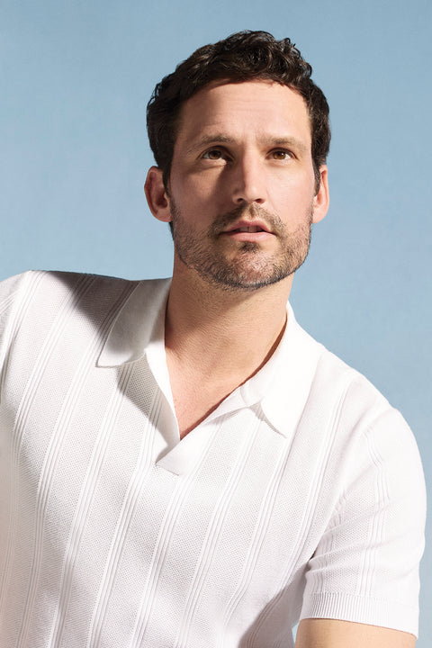 Mesh Stripe Sweater Polo