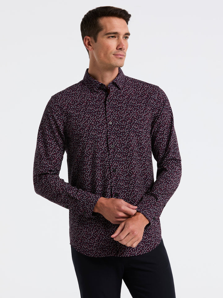 Micro Floral Print Slim Fit Shirt (Zinfandel) 