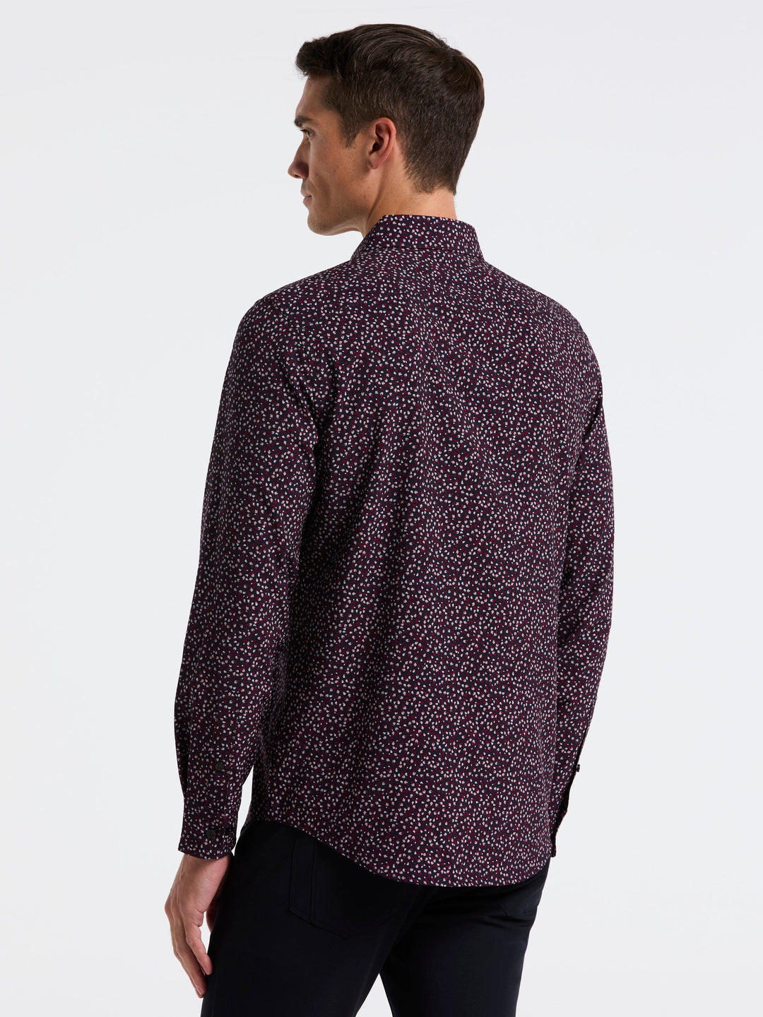 Micro Floral Print Slim Fit Shirt (Zinfandel) 
