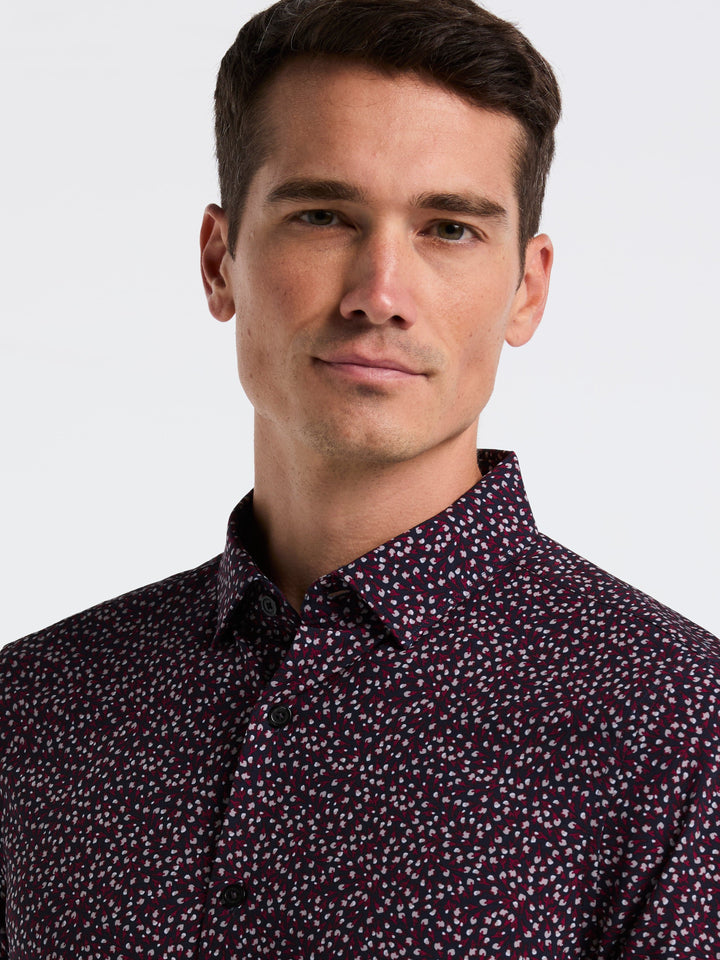 Micro Floral Print Slim Fit Shirt (Zinfandel) 