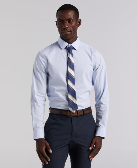 Mini Check Slim Fit Cotton Shirt (Forever Blue) 