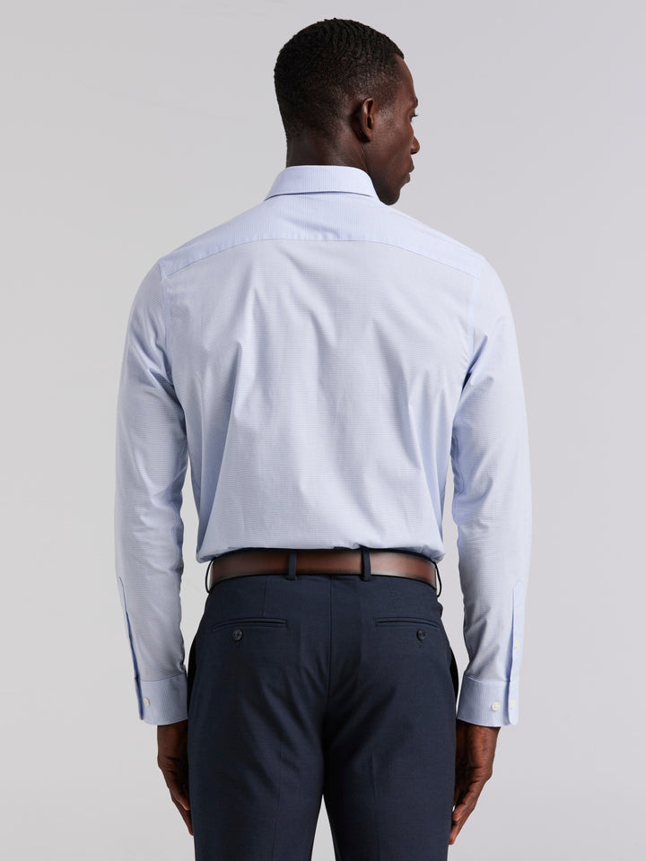 Mini Check Slim Fit Cotton Shirt (Forever Blue) 