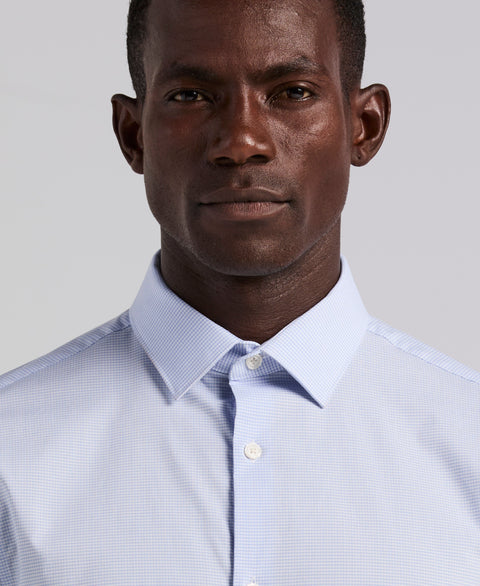 Mini Check Slim Fit Cotton Shirt (Forever Blue) 