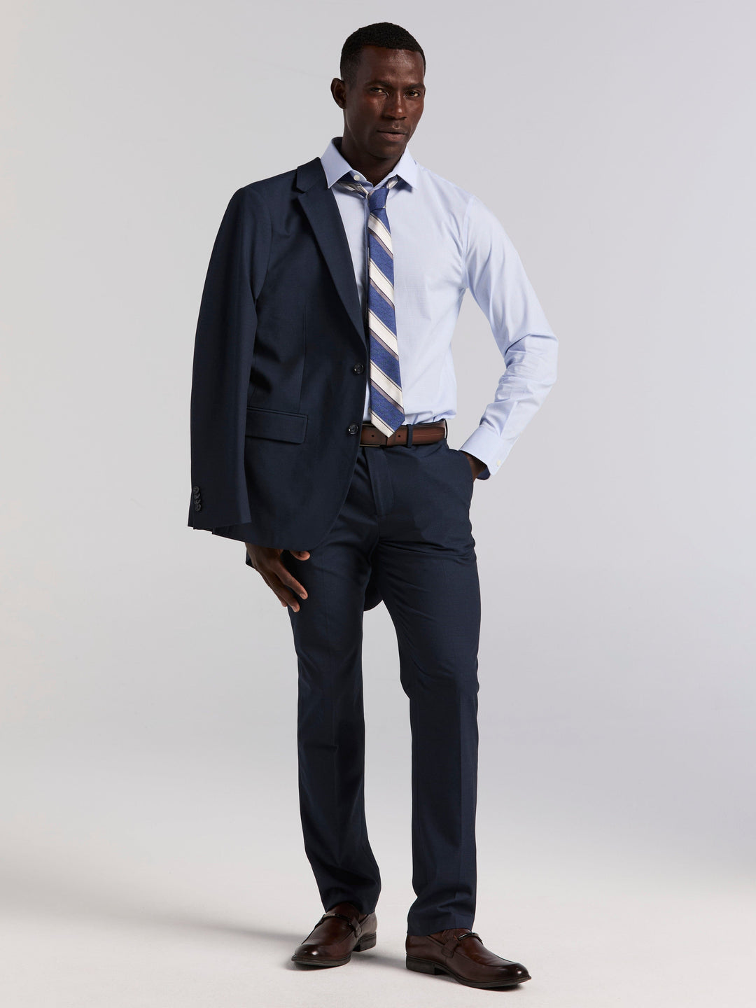 Mini Check Slim Fit Cotton Shirt (Forever Blue) 