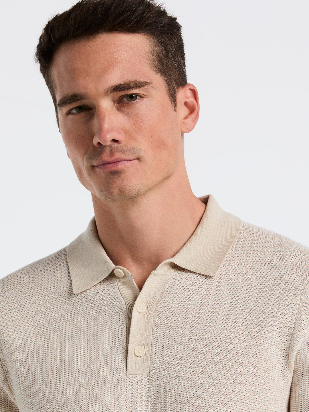 Mini Geo Jacquard Polo Sweater (Silver Birch) 