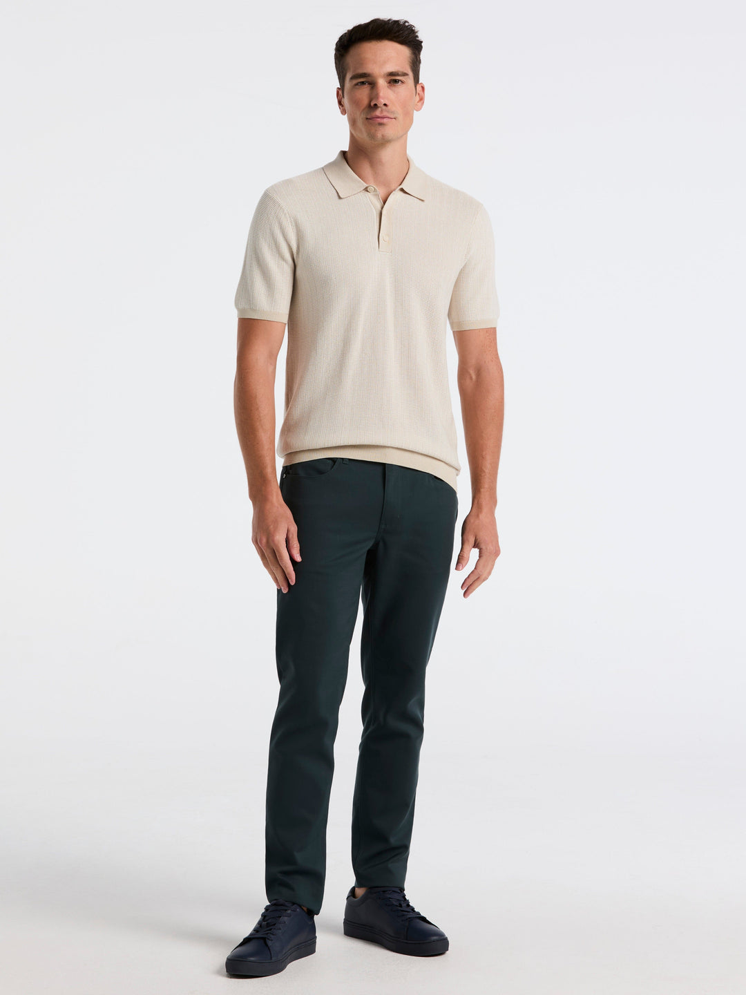 Mini Geo Jacquard Polo Sweater (Silver Birch) 