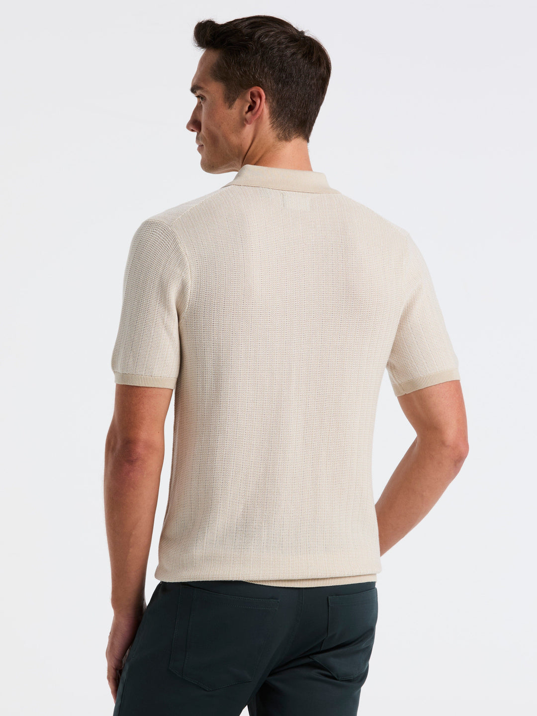 Mini Geo Jacquard Polo Sweater (Silver Birch) 