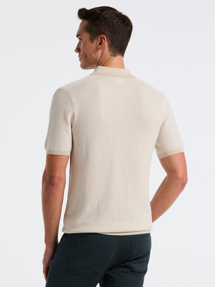 Mini Geo Jacquard Polo Sweater (Silver Birch) 