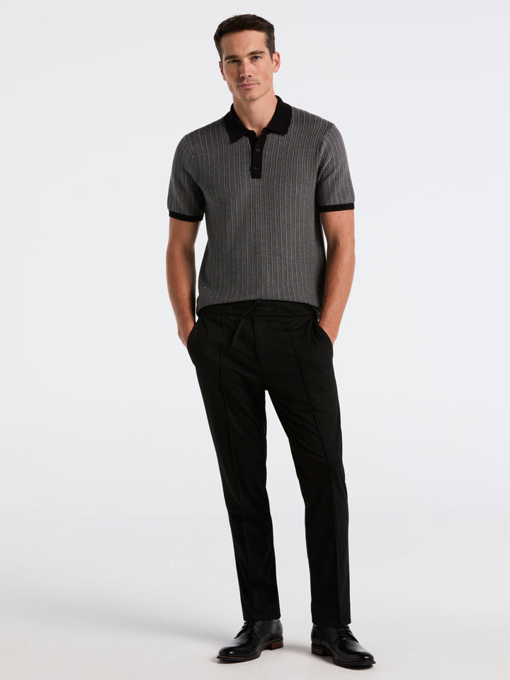 Mini Geo Jacquard Polo Sweater (Black) 