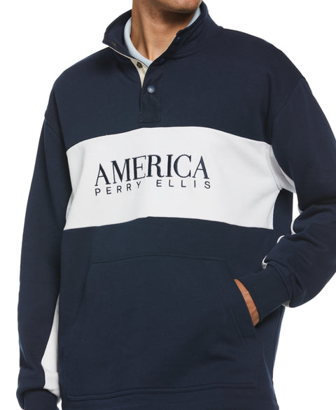 Mock Neck Fleece Pullover (Dark Sapphire) 