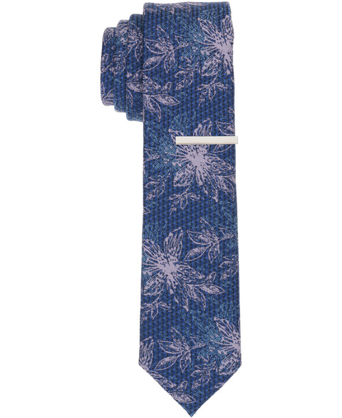 Monato Floral Slim Tie (Navy) 