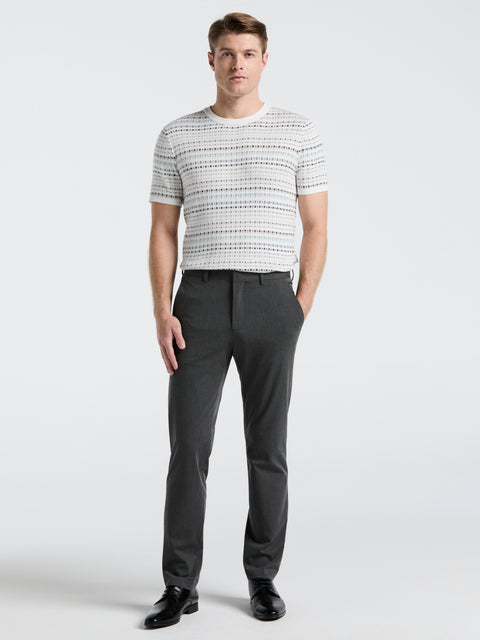 Multi Color Geometric Print Crew Sweater (Bright White) 