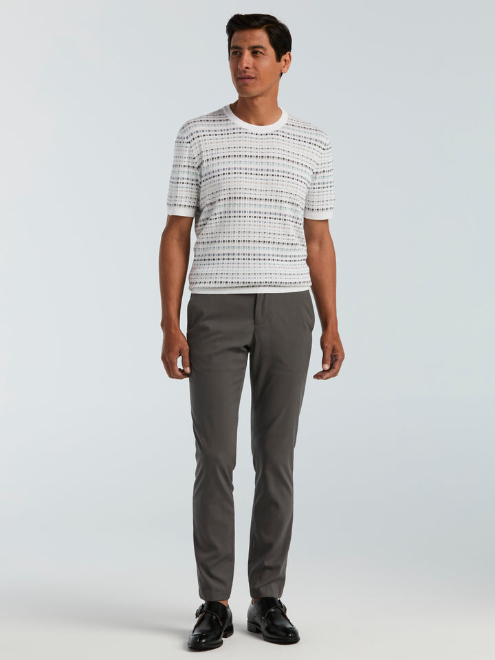 Multi Color Geometric Print Crew Sweater (Bright White) 