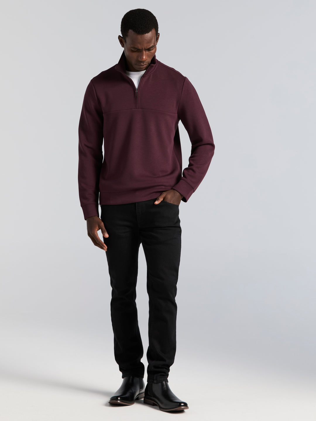 Neoprene Quarter Zip Long Sleeve Shirt (Port) 