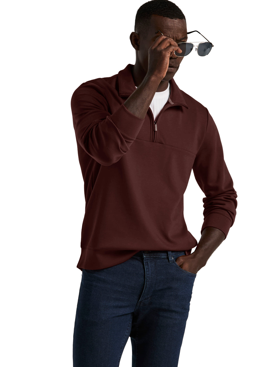 Neoprene Quarter Zip Long Sleeve Shirt (Port) 