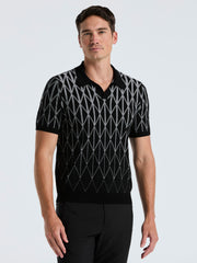 Ombre Pattern Polo Sweater (Black) 