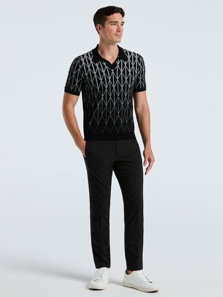 Ombre Pattern Polo Sweater (Black) 