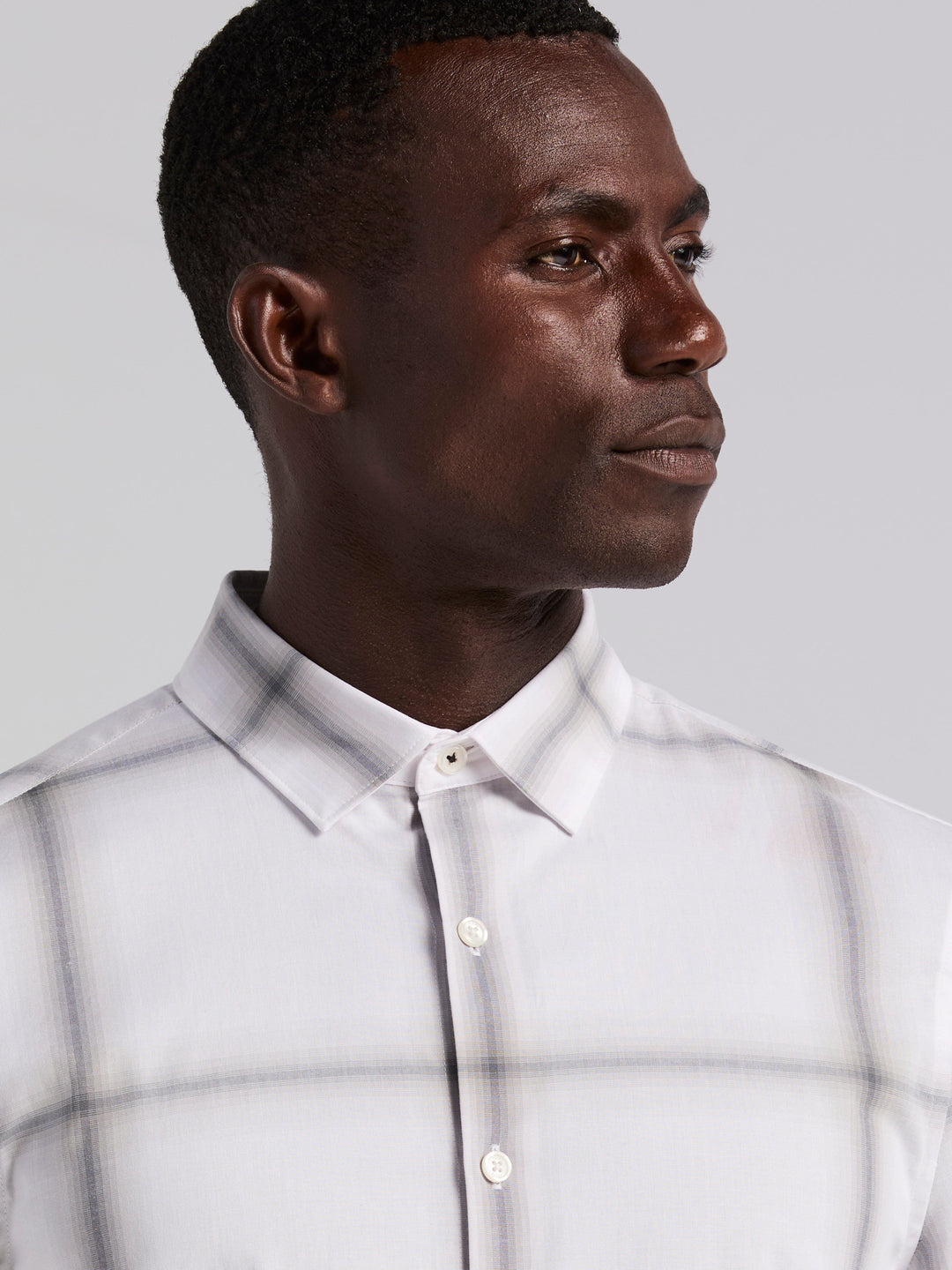 Ombre Plaid Poplin Shirt (Quiet Gray) 