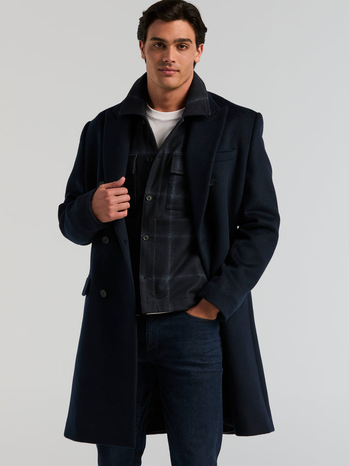 Ombre Plaid Print Knit Shirt Jacket (Dark Sapphire) 