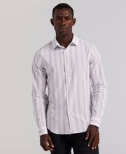 Ombre Stripe Long Sleeve Slim Fit Shirt (Bright White) 
