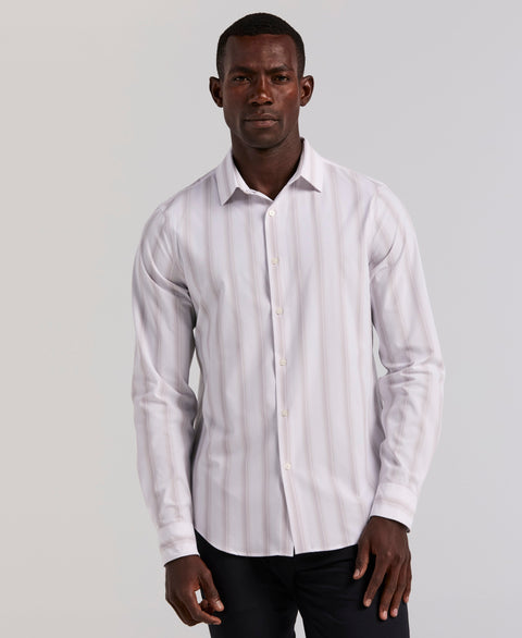 Ombre Stripe Long Sleeve Slim Fit Shirt (Bright White) 