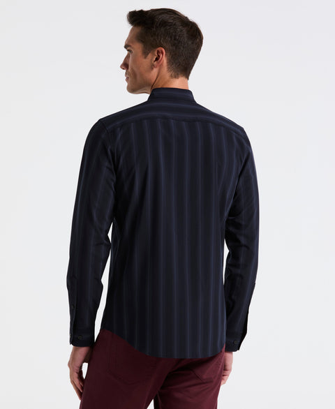 Ombre Stripe Slim Fit Long Sleeve Shirt (Dark Sapphire) 