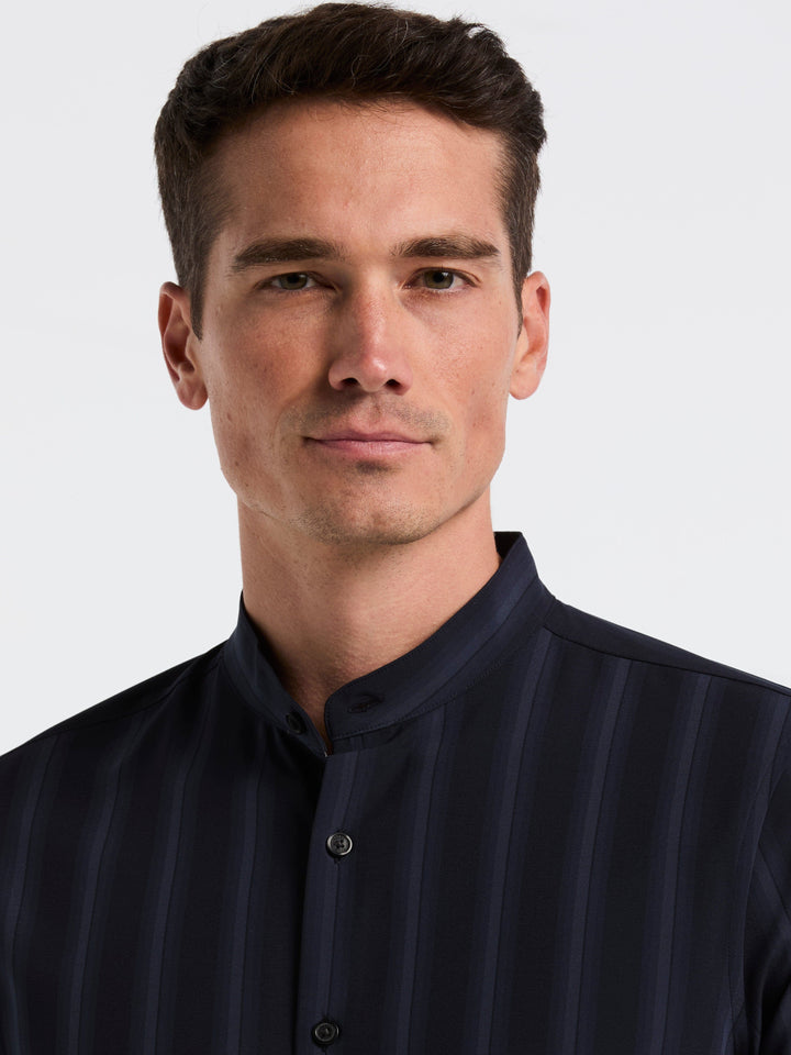 Ombre Stripe Slim Fit Long Sleeve Shirt (Dark Sapphire) 