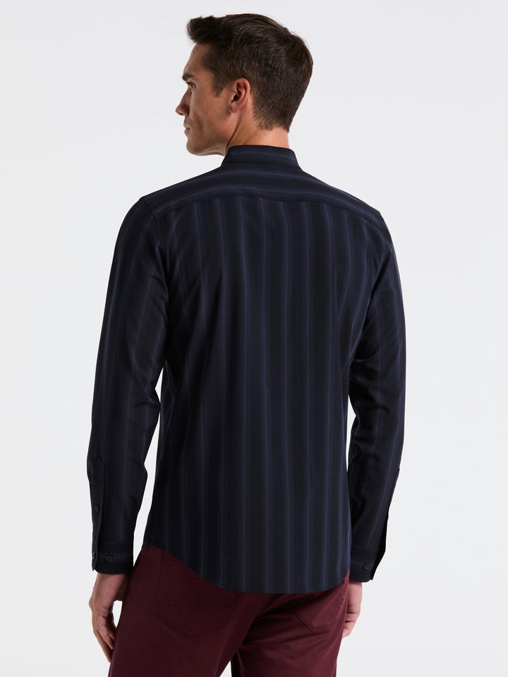 Ombre Stripe Slim Fit Long Sleeve Shirt (Dark Sapphire) 