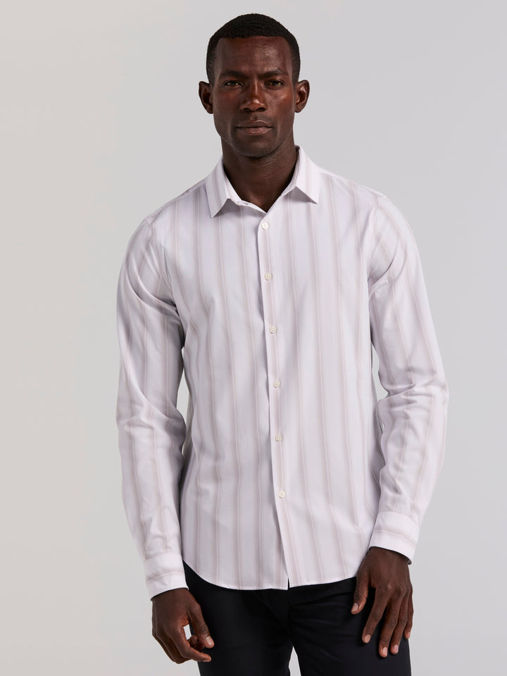 Ombre Stripe Long Sleeve Slim Fit Shirt (Bright White) 