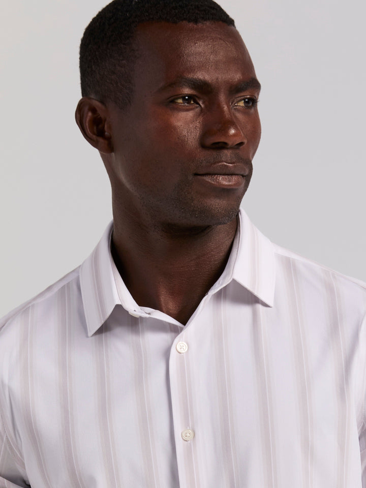 Ombre Stripe Long Sleeve Slim Fit Shirt (Bright White) 