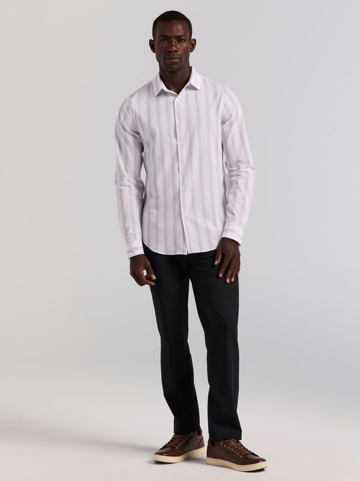 Ombre Stripe Long Sleeve Slim Fit Shirt (Bright White) 