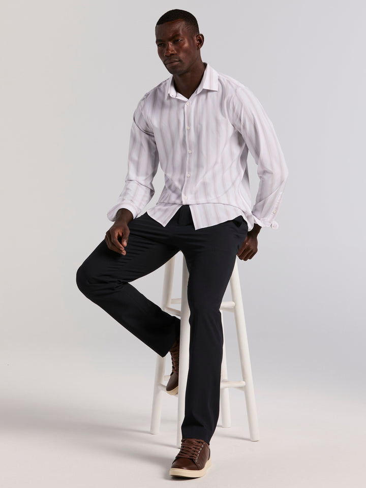 Ombre Stripe Long Sleeve Slim Fit Shirt (Bright White) 
