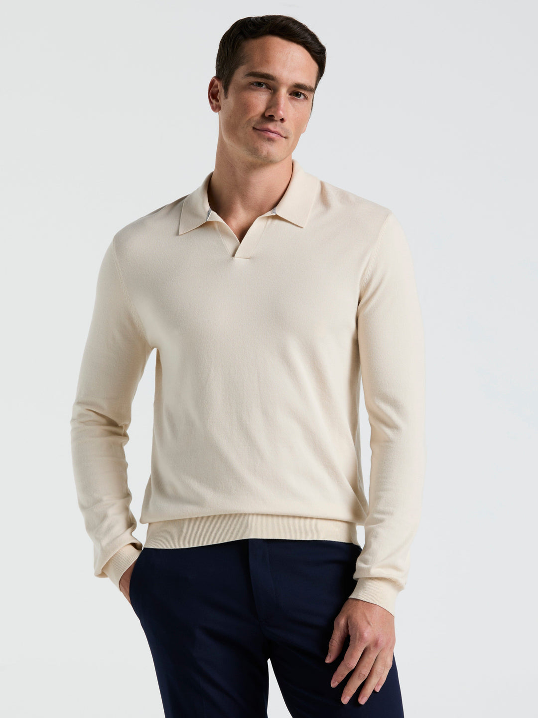 Open Polo Sweater (Birch) 