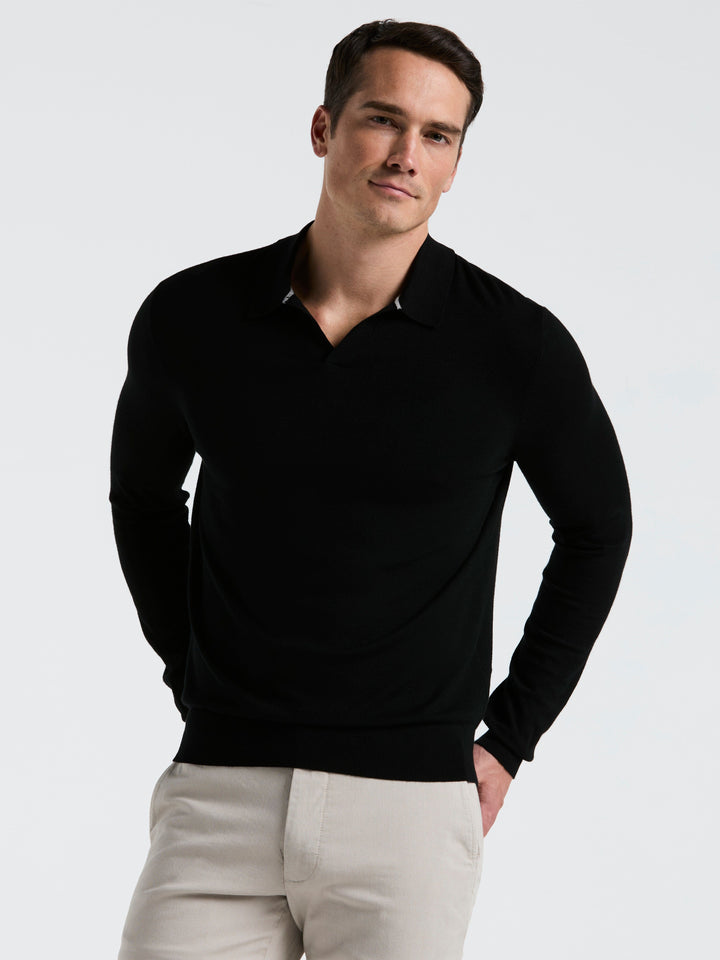 Open Polo Sweater (Black) 