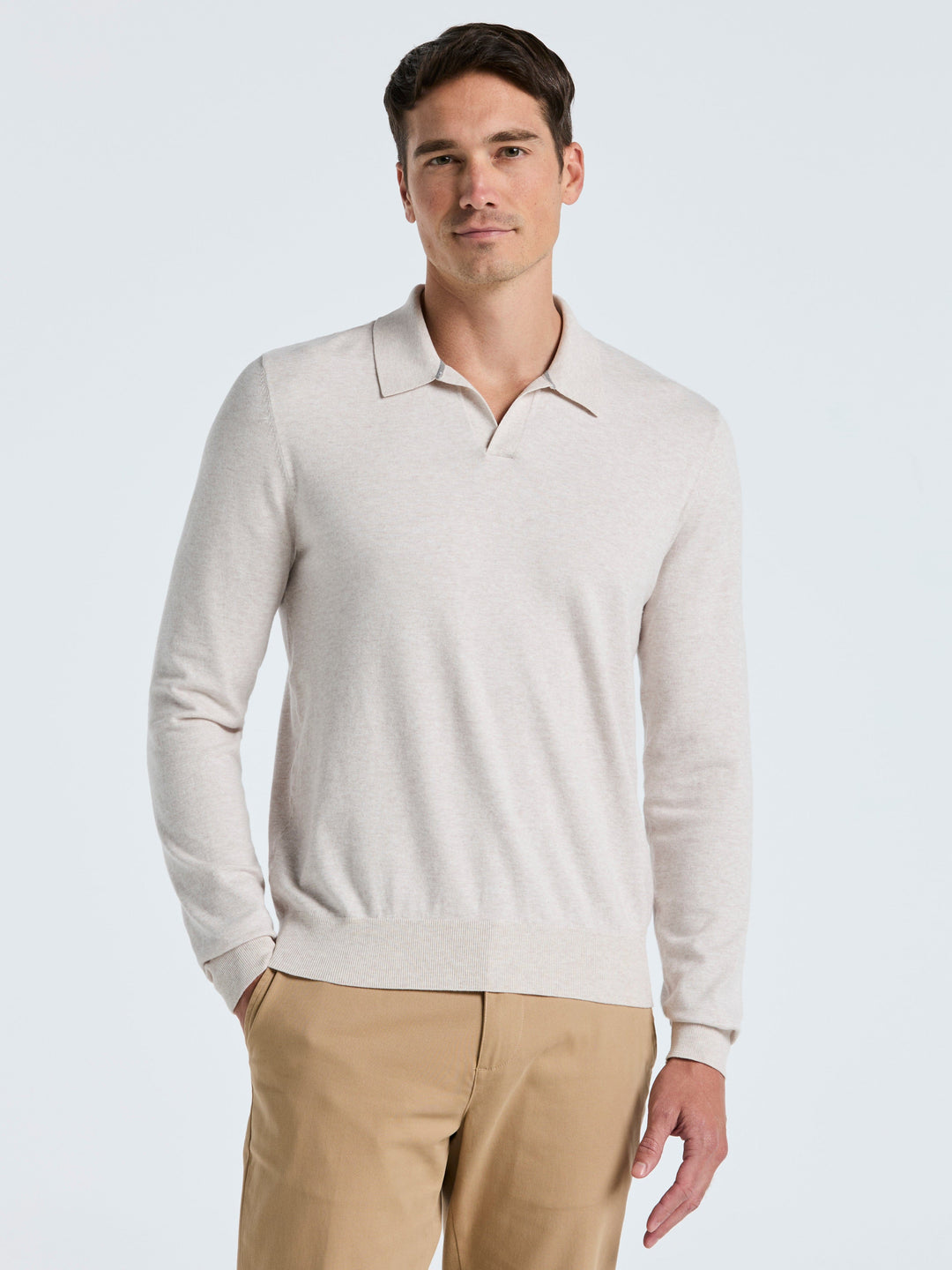 Open Polo Sweater (Island Fossil Htr) 