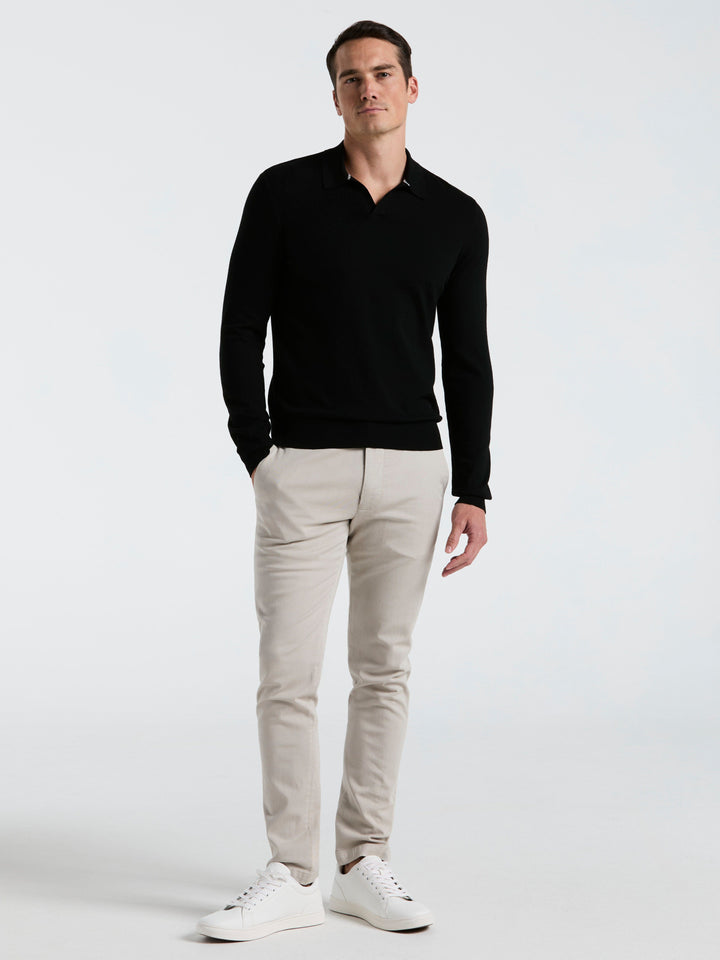 Open Polo Sweater (Black) 