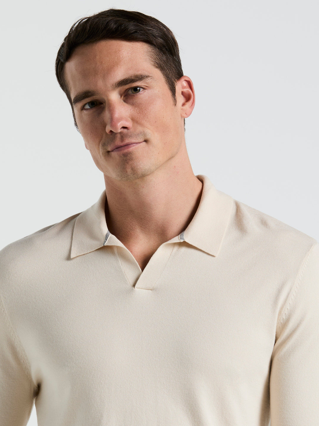 Open Polo Sweater (Birch) 