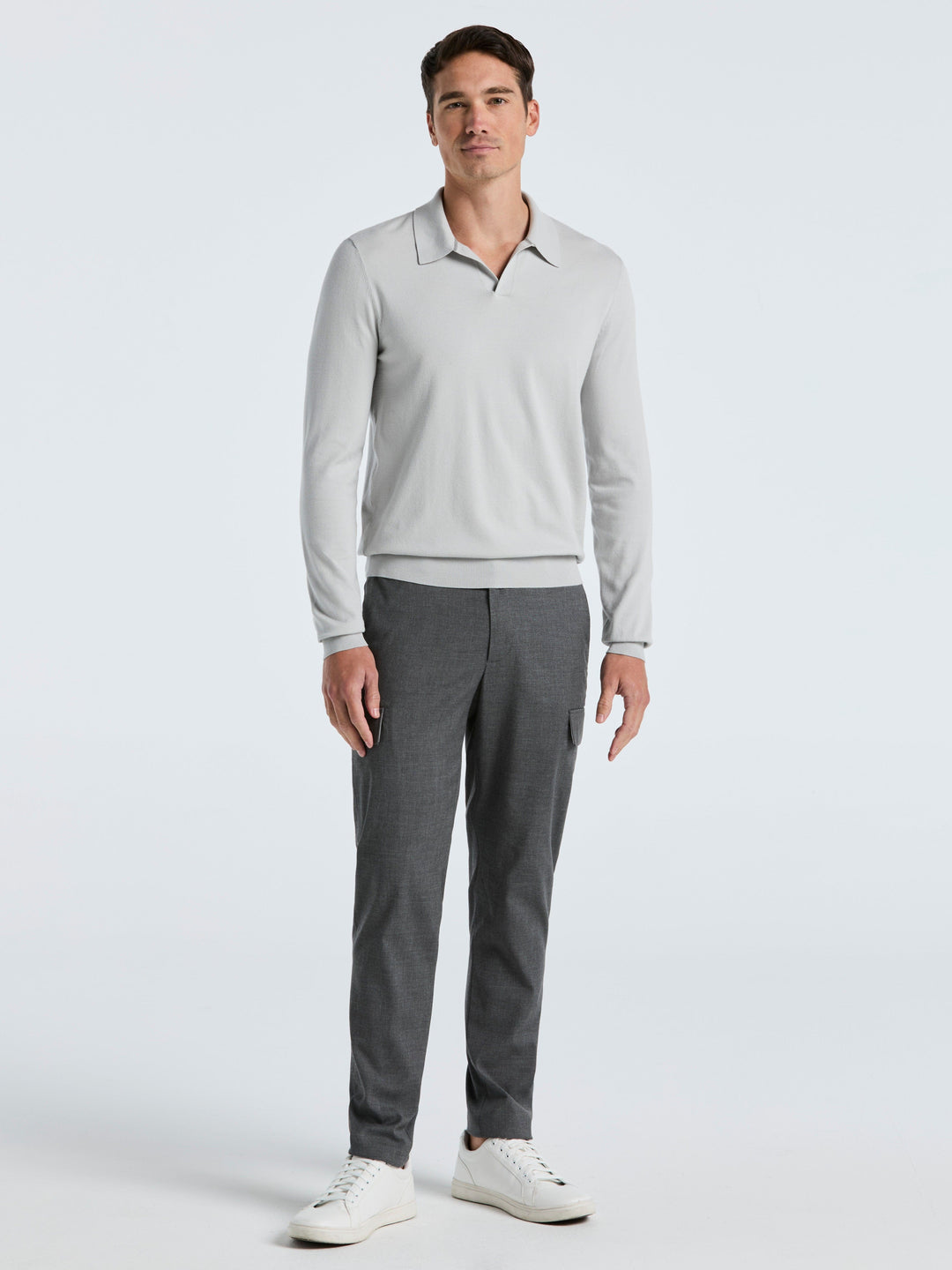 Open Polo Sweater (Quiet Gray) 