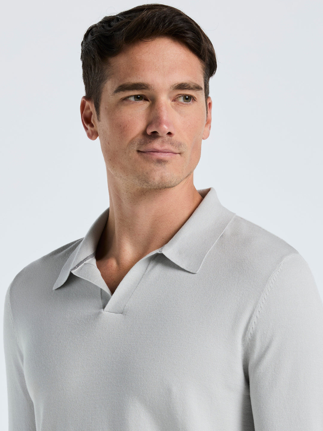 Open Polo Sweater (Quiet Gray) 