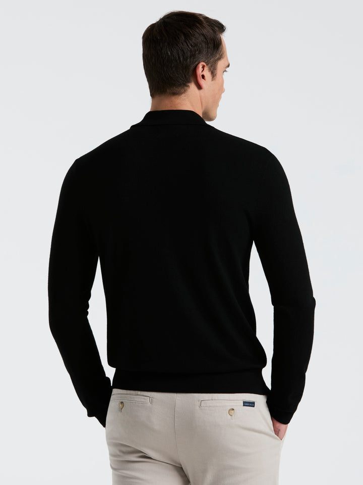 Open Polo Sweater (Black) 