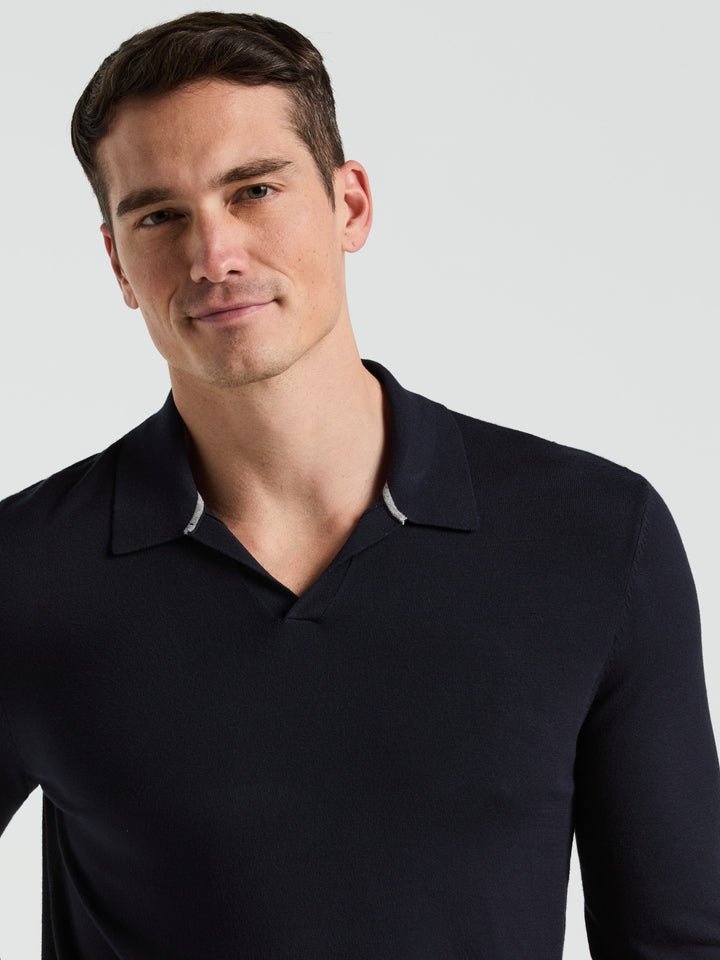Open Polo Sweater (Dark Sapphire) 