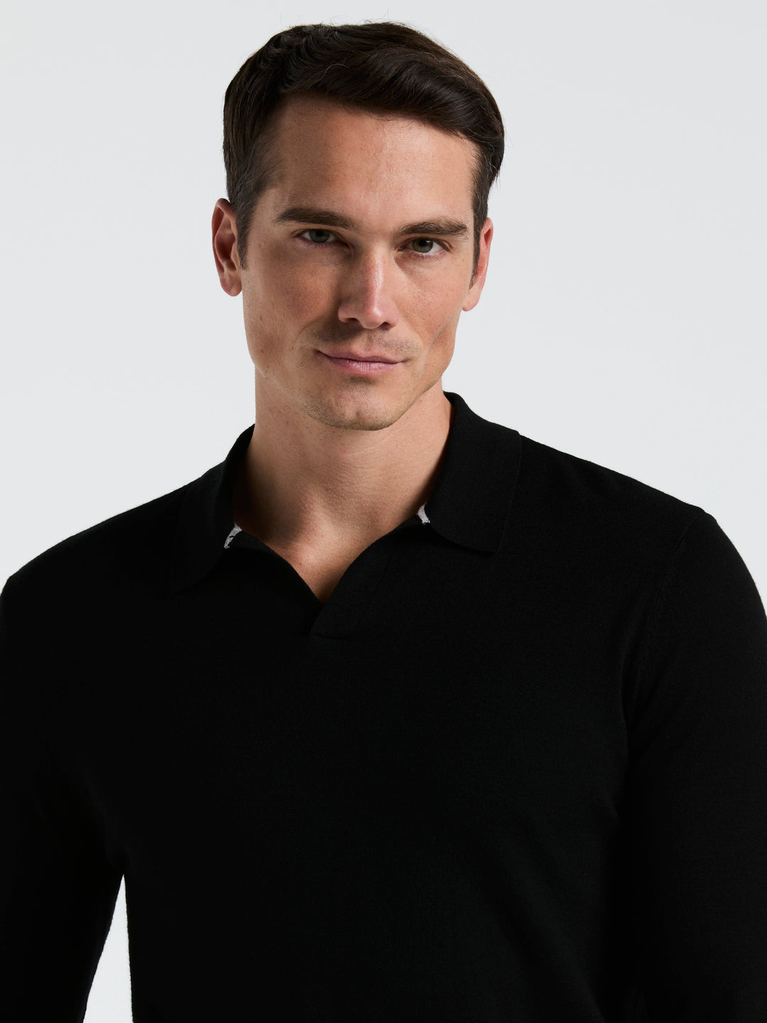 Open Polo Sweater (Black) 
